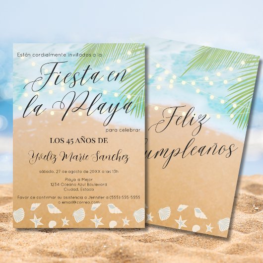 Spaanse Chic Beach Sand Shore 45e verjaardagsfeest Kaart