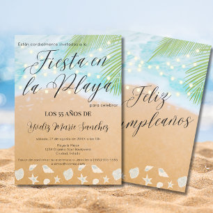 Spaanse Chic Strand Zand Palm 55ste Verjaardagsfee Kaart