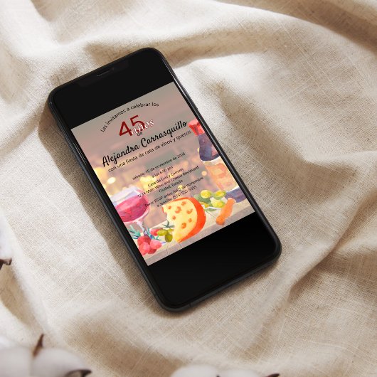 Spaanse Classy wijn en kaas proeven 45e verjaardag Kaart