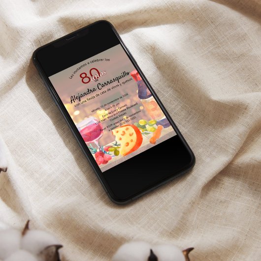 Spaanse Classy wijn en kaas proeven 80ste verjaard Kaart