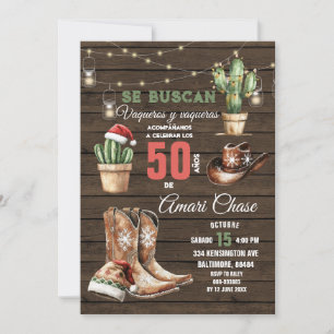 Spaanse Cowboy Cactus Kerstmis 50 Años Verjaardag Kaart