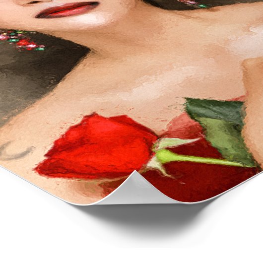 Spaanse dame in Red Digital Art Poster (Hoek)