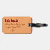 Spaanse dame met fan en roos in haar bagagelabel (Achterkant horizontaal)