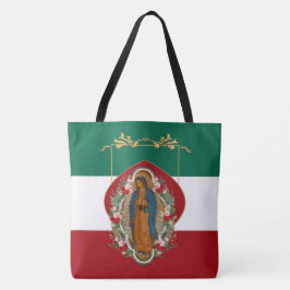 Spaanse dame van Guadalupe Mexicaanse vlag Religie Tote Bag
