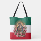 Spaanse dame van Guadalupe Mexicaanse vlag Religie Tote Bag (Achterkant)