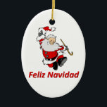 Spaanse dansende kerstman keramisch ornament<br><div class="desc">De kerstman danst terwijl hij je een vrolijk kerstfeest in het Spaans toewenst.    Feliz Navidad!</div>