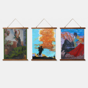 Spaanse danser, opa stier, matador, hangend wandkleed