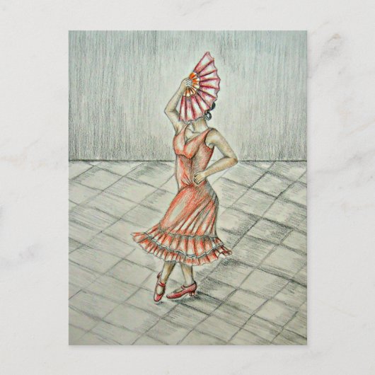 Spaanse danseres briefkaart (Voorkant)
