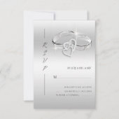 Spaanse decoratieve glinsterende zilveren trouwrin RSVP kaartje (Voorkant)