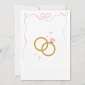 Spaanse Delicate Pink Bow Rings Engagement Party Kaart (Achterkant)