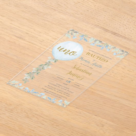 Spaanse doop acryl uitnodigen met ballonnen acryl uitnodigingen (Laagn)