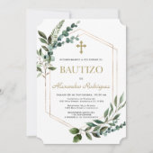 Spaanse Doop Charm Groene Goud Jongen Doopfeest Kaart (Voorkant)