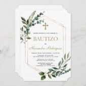 Spaanse Doop Charm Groene Goud Jongen Doopfeest  Kaart (Voorkant / Achterkant)