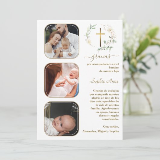 Spaanse Doop Dankkaart Bedankkaart (Staand voorkant)