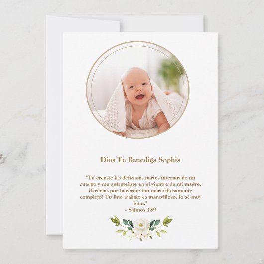 Spaanse Doop Dankkaart  Bedankkaart (Achterkant)