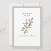 Spaanse doop eerste verjaardag boho pampa gras kaart (Achterkant)