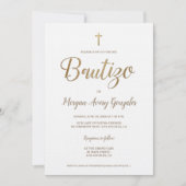 Spaanse doop Gouden Kruis Wit Eenvoudige Bautizo Kaart (Voorkant)