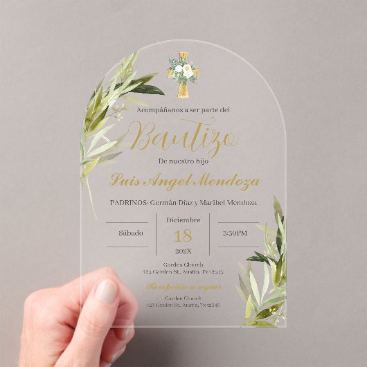 Spaanse doop jongen acryl uitnodigingen (Insitu (Draagbaar))