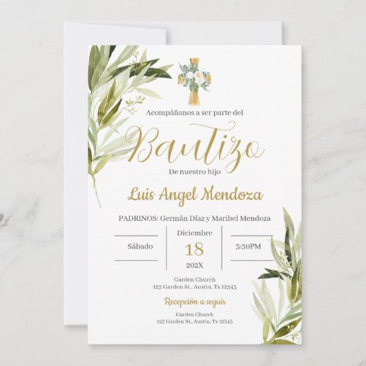 Spaanse doop jongen kaart (Voorkant)