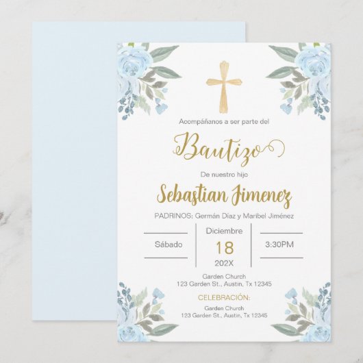 Spaanse doop jongen kaart (Voorkant / Achterkant)