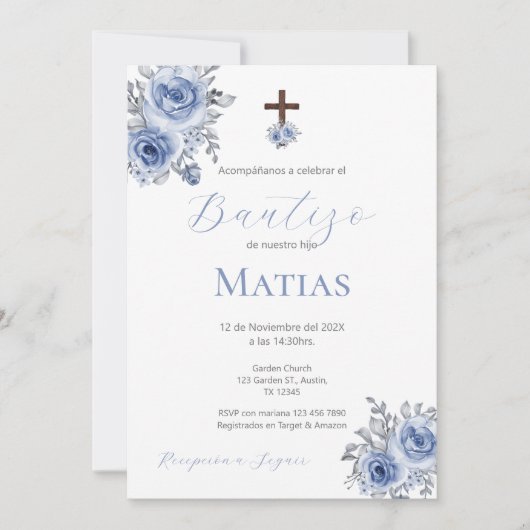 Spaanse Doop Jongen uitnodiging (Voorkant)