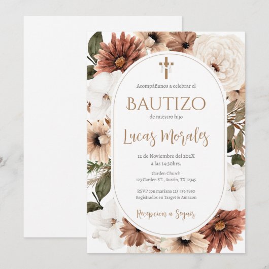 Spaanse Doop Jongen uitnodiging (Voorkant / Achterkant)