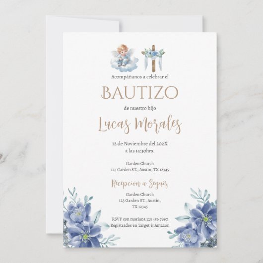 Spaanse Doop Jongen uitnodiging (Voorkant)