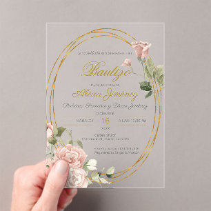 Spaanse doop meisje acryl uitnodigingen