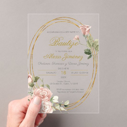 Spaanse doop meisje acryl uitnodigingen (Insitu (Draagbaar))