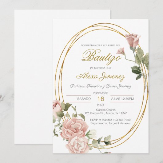 Spaanse doop meisje kaart (Voorkant / Achterkant)