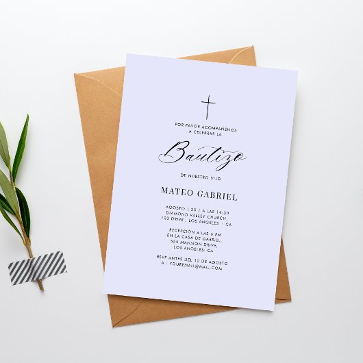 Spaanse doop | Uitnodiging voor de Bautizo Lavende