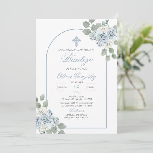 Spaanse doop voor baby jongen kaart (Staand voorkant)