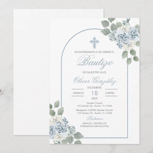 Spaanse doop voor baby jongen kaart (Voorkant / Achterkant)