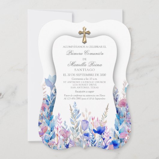 Spaanse Eerste Communie Meisjes Uitnodiging (Voorkant)