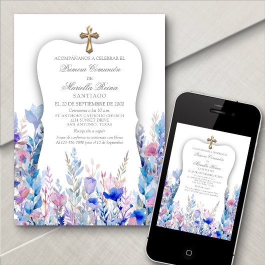 Spaanse Eerste Communie Meisjes Uitnodiging