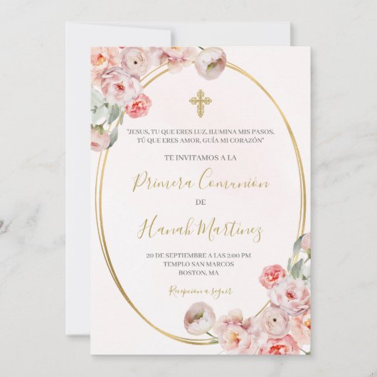 Spaanse eerste communie voor meisje kaart (Voorkant)