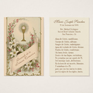 Spaanse Eerste Heilige Communie Religieus Katholie Visitekaartje