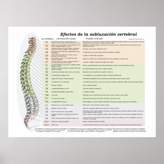 Spaanse effecten van ruggengraatsubluxfibril poster (Voorkant)