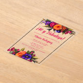 Spaanse Elegante Chic Bright Bloemen 40e Verjaarda Acryl Uitnodigingen (Laagn)