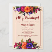 Spaanse Elegante Heldere Bloemen Crème 40ste Verja Kaart (Voorkant)