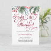 Spaanse Elegante Pine Red Script Kerstfeest Kaart (Staand voorkant)