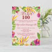 Spaanse Elegante Roze Aloha Kleurrijke 100e Verjaa Kaart (Staand voorkant)