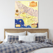 Spaanse en Mexicaanse Ranchos of Los Angeles Map Canvas Afdruk (Insitu (Slaapkamer))