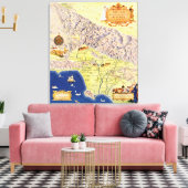 Spaanse en Mexicaanse Ranchos of Los Angeles Map Canvas Afdruk (Insitu (Woonkamer))