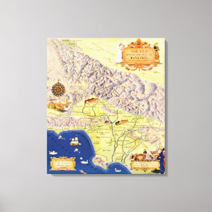 Spaanse en Mexicaanse Ranchos of Los Angeles Map Canvas Afdruk