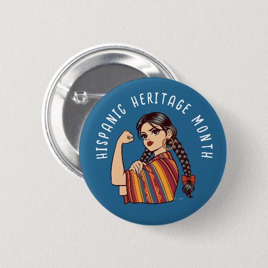 Spaanse Erfgoedmaand Sarape Ronde Button 5,7 Cm (Voorkant /achterkant)