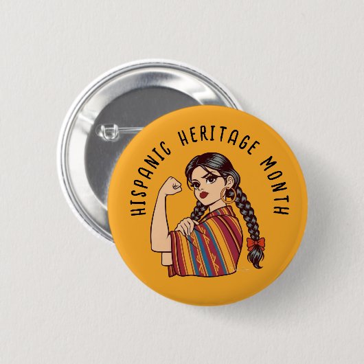 Spaanse Erfgoedmaand Sarape Ronde Button 5,7 Cm (Voorkant /achterkant)