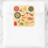 Spaanse eten vierkante sticker (Tas)