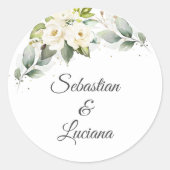 Spaanse Eucalyptus Bruiloft Ronde Sticker (Voorkant)