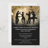 Spaanse feestelijke dansende oudejaarsfeest kaart (Voorkant)